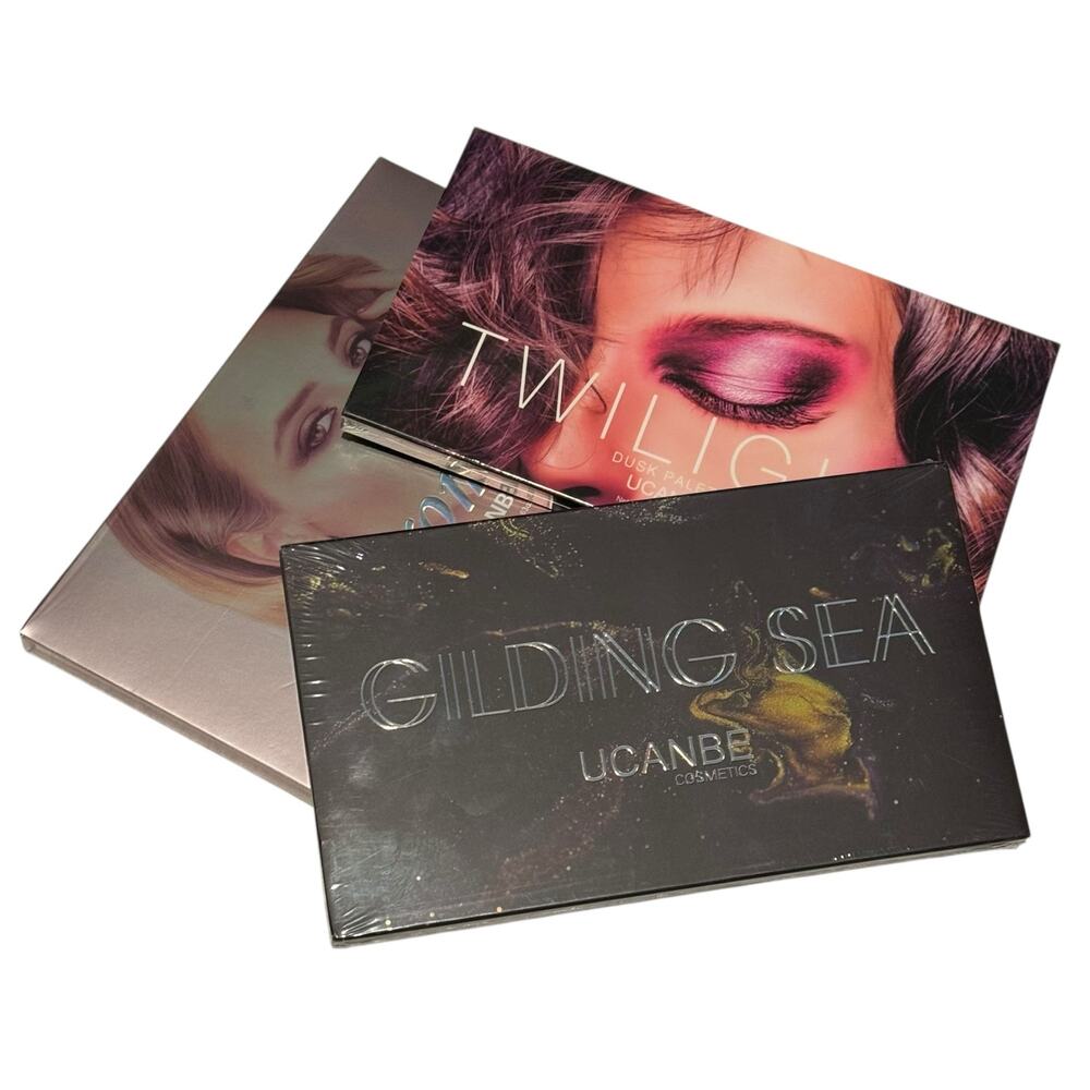 NEW UCANBE Lot of 3 Eyeshadow Palettes - Aromas, Twilight, Gilding Sea - Sealed